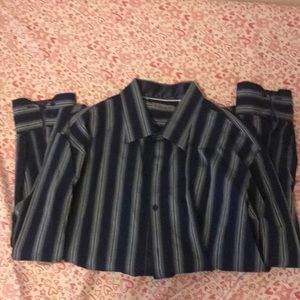 7 Diamonds Blue Gray White Long Sleeve Shirt XXL